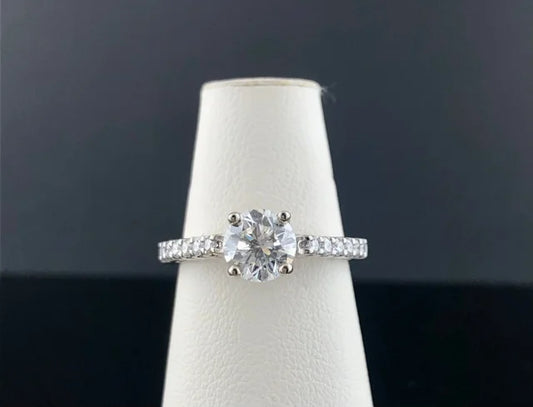 14KW Diamond Engagement Ring with Scroll Accents 1.25ctw