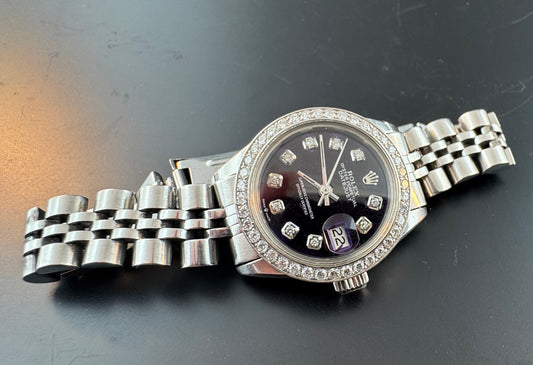 Rolex Datejust with Purple Dial and Diamond Features