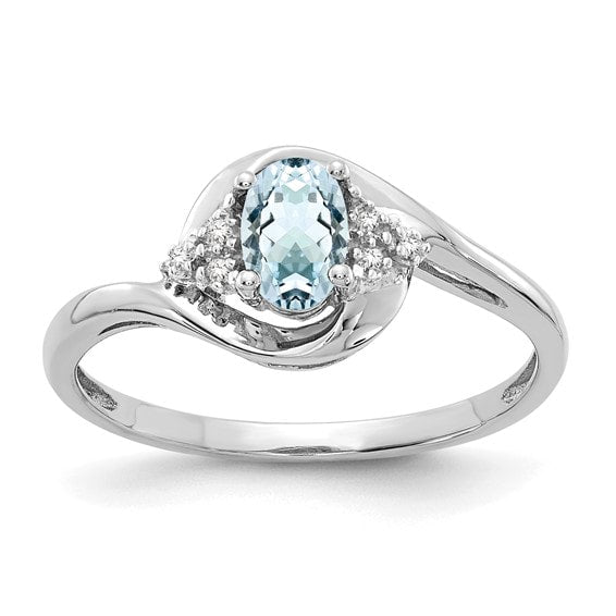 14K White Gold Aquamarine and Diamond Ring