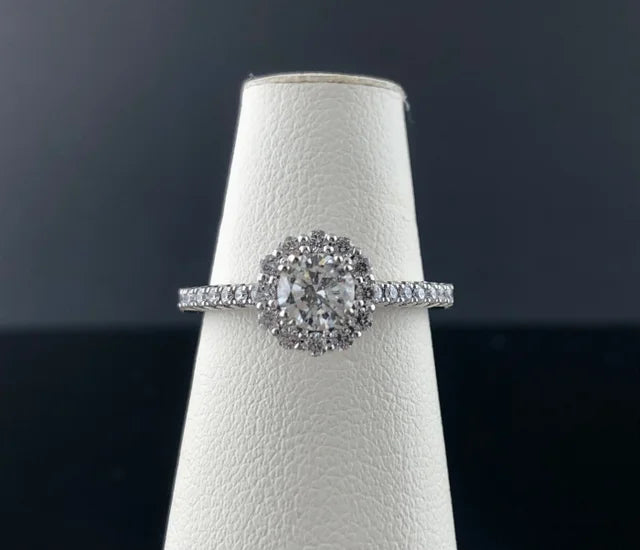 14KW Diamond Halo Engagement Ring .77ctw