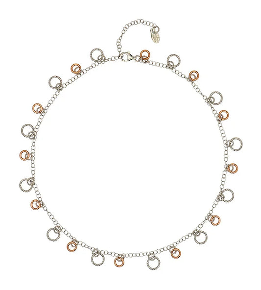 Frederic Duclos Sterling Rose Overlay Circle Dance Necklace